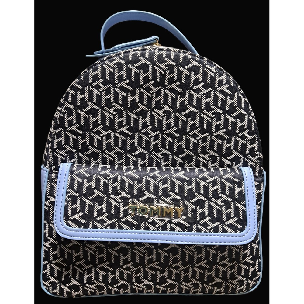 Tommy Hilfiger Classic Monogram with Pop of Color, Backpack, Black and White